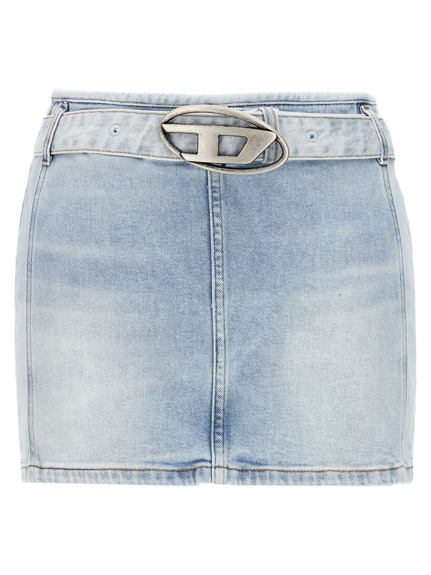 Diesel Light Blue De-flip-s Denim Miniskirt In Denim