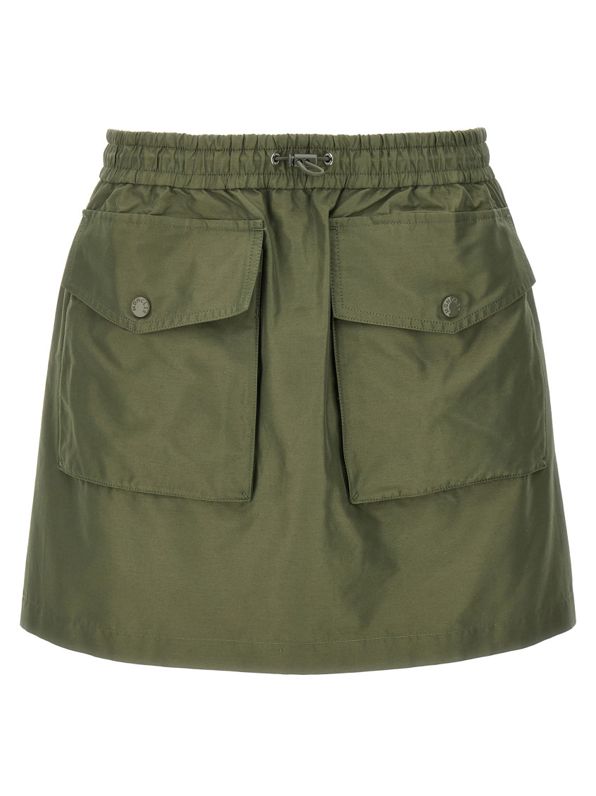 Moncler Elasticated-waist Cargo Mini Skirt In Green