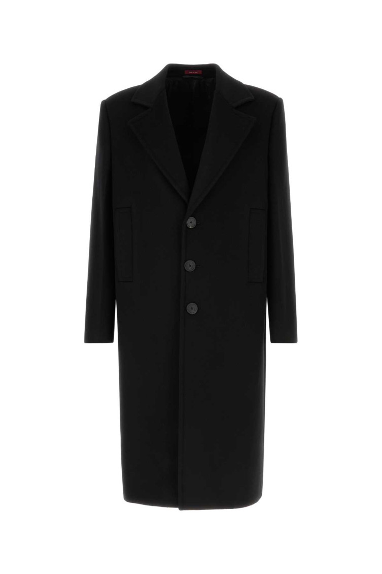 Gucci Wool Blend Coat Notch Lapel In Black