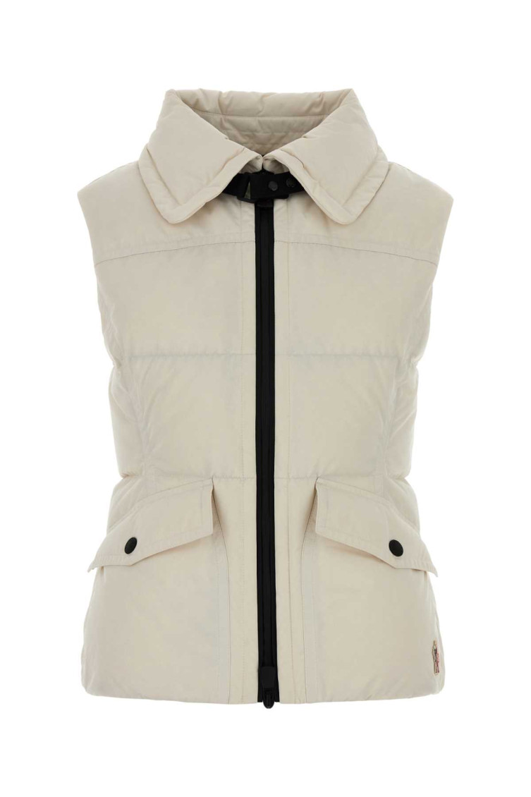 Moncler Grenoble Ivory Polyester Sleeveless Hallaine Down Jacket In White