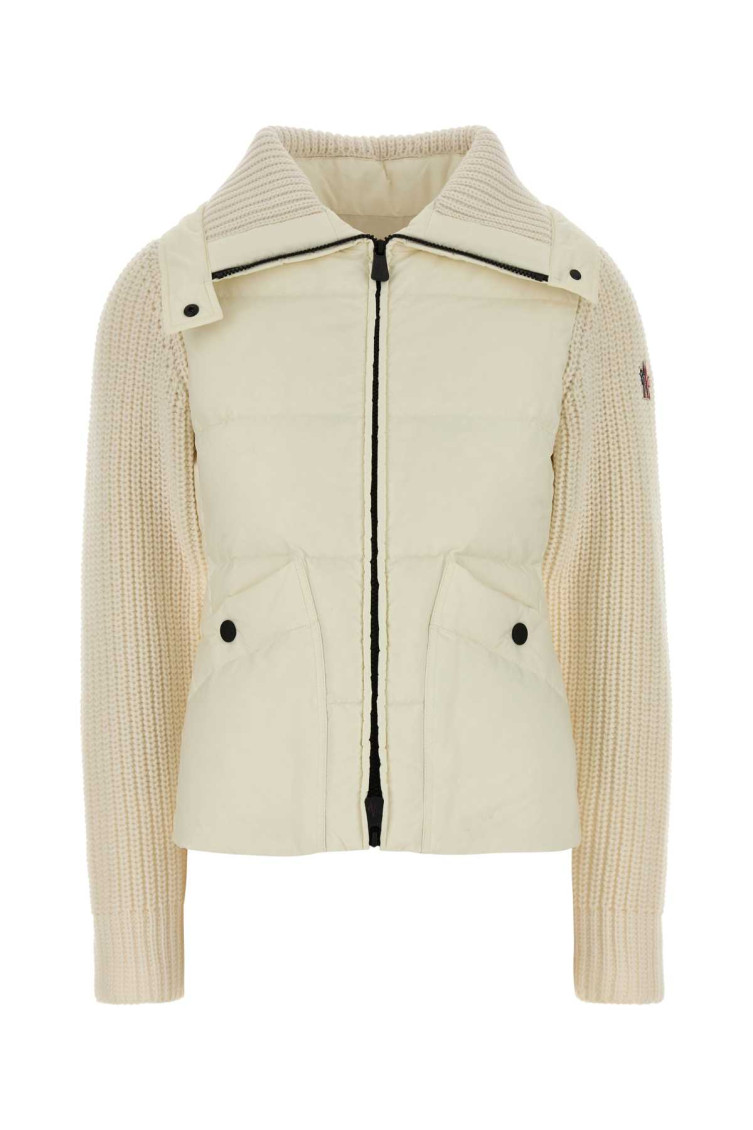 Moncler Ivory Zip-up Cardigan In White