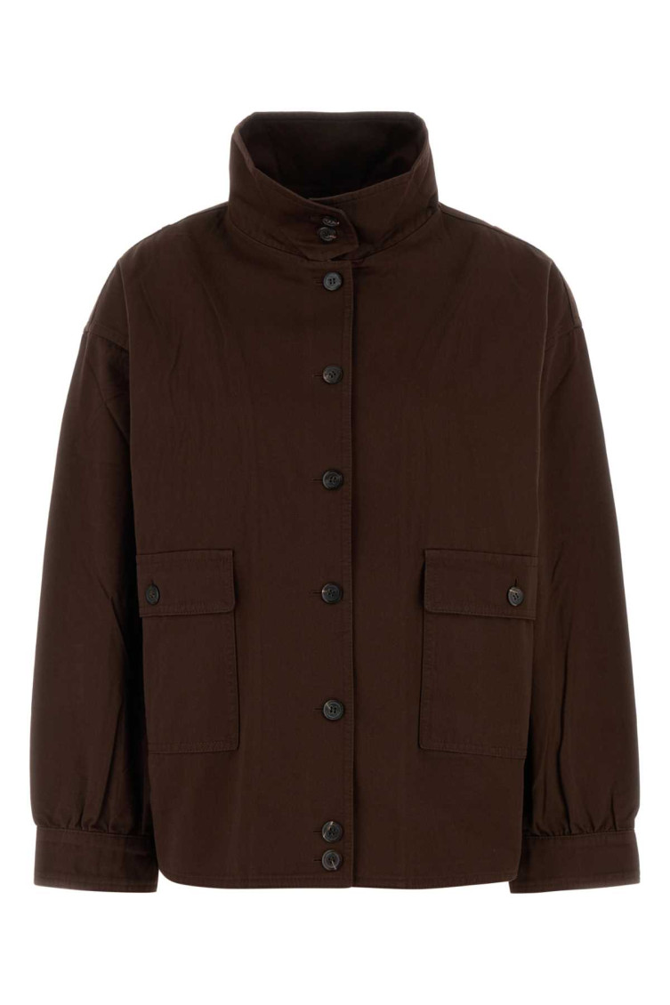 Prada Brown High Neck Jacket In Brown