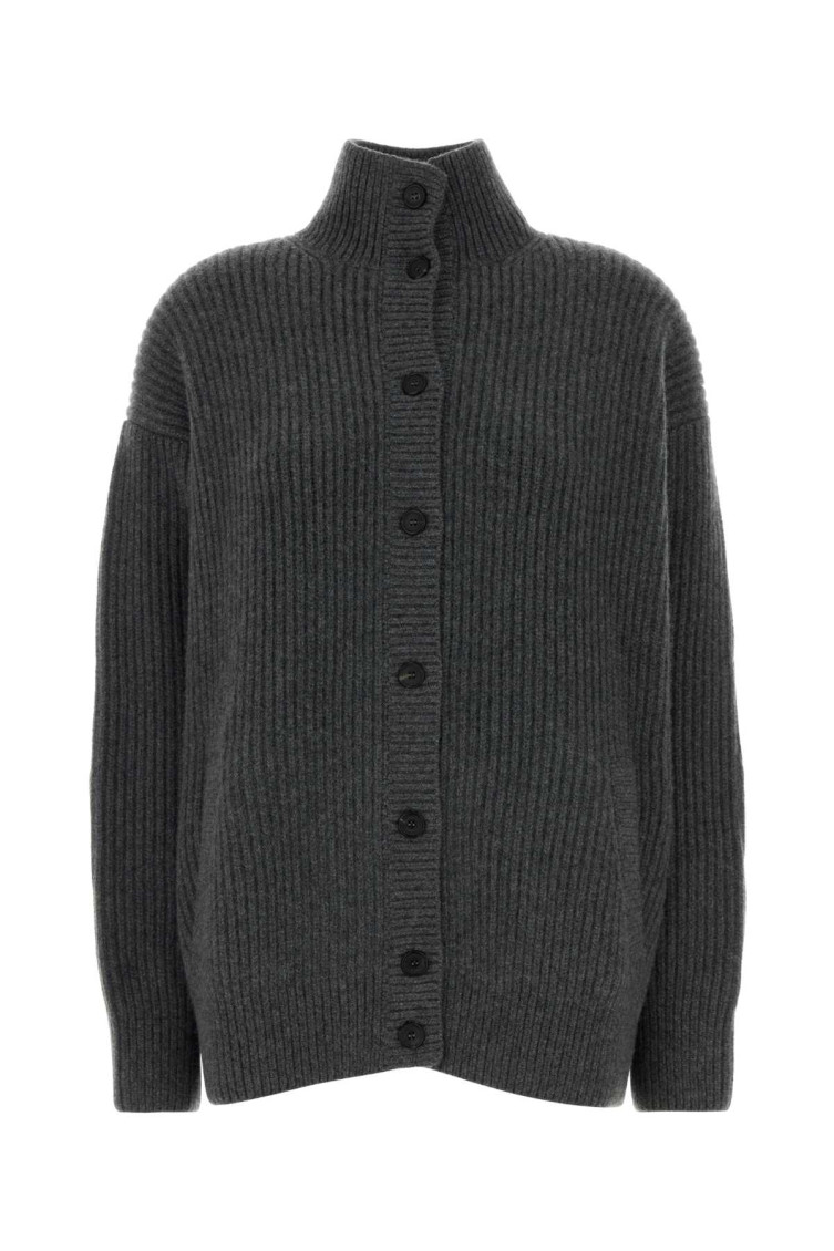 Prada Oversize Cashmere Cardigan Featuring Elbow Patches In Gray