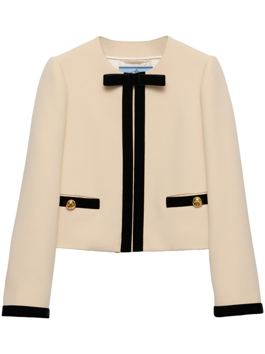 Prada Natural Cropped Jacket In Brown