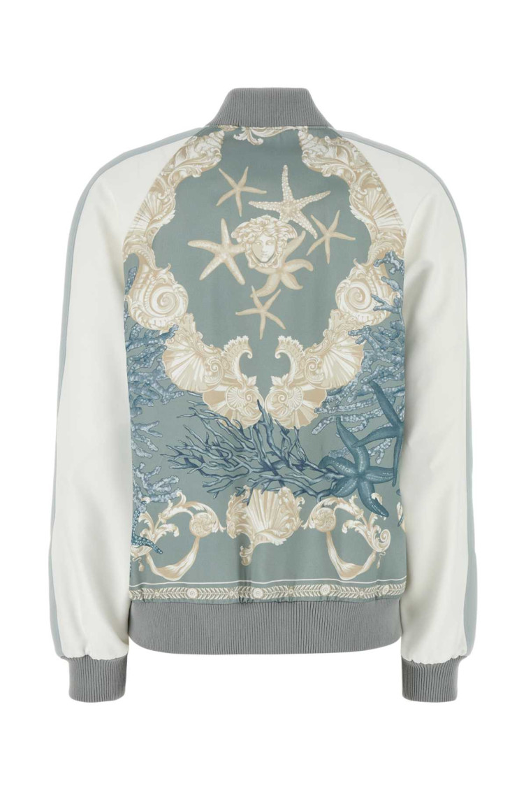 【関税&送料込】Versace Printed Satin Varsity Bomber Jacket Versace - Reversible Printed Satin Bomber Jacket - Black Versace