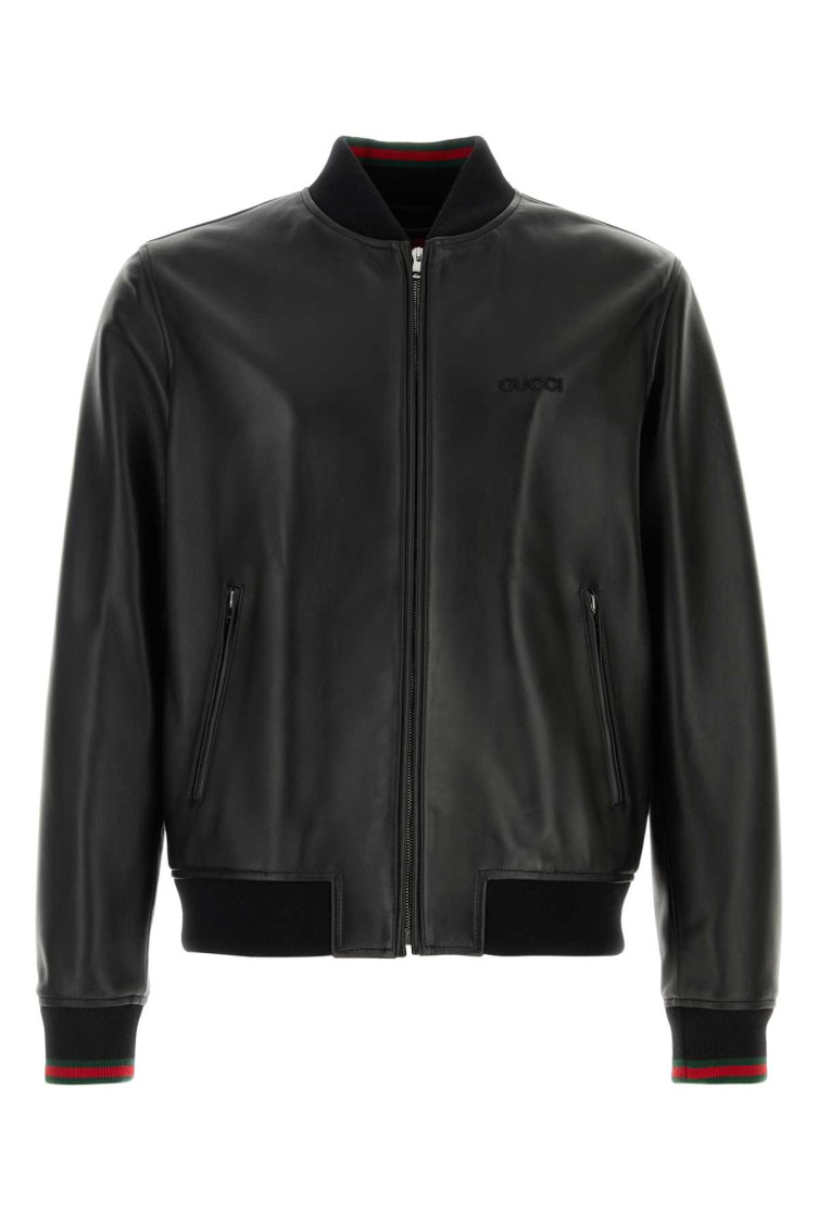 Gucci Nappa And Knit Bomber In Black