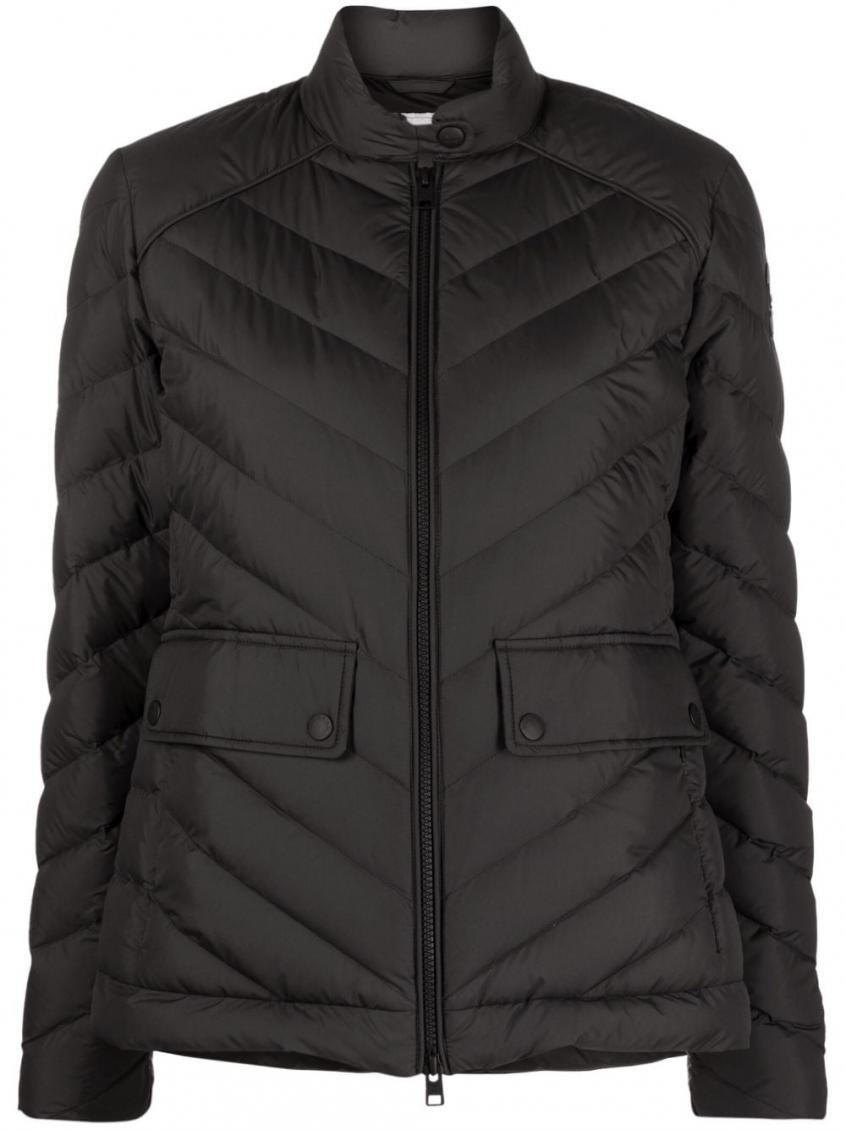 Shop Woolrich Black Black Chevron Quilted Short Jacket