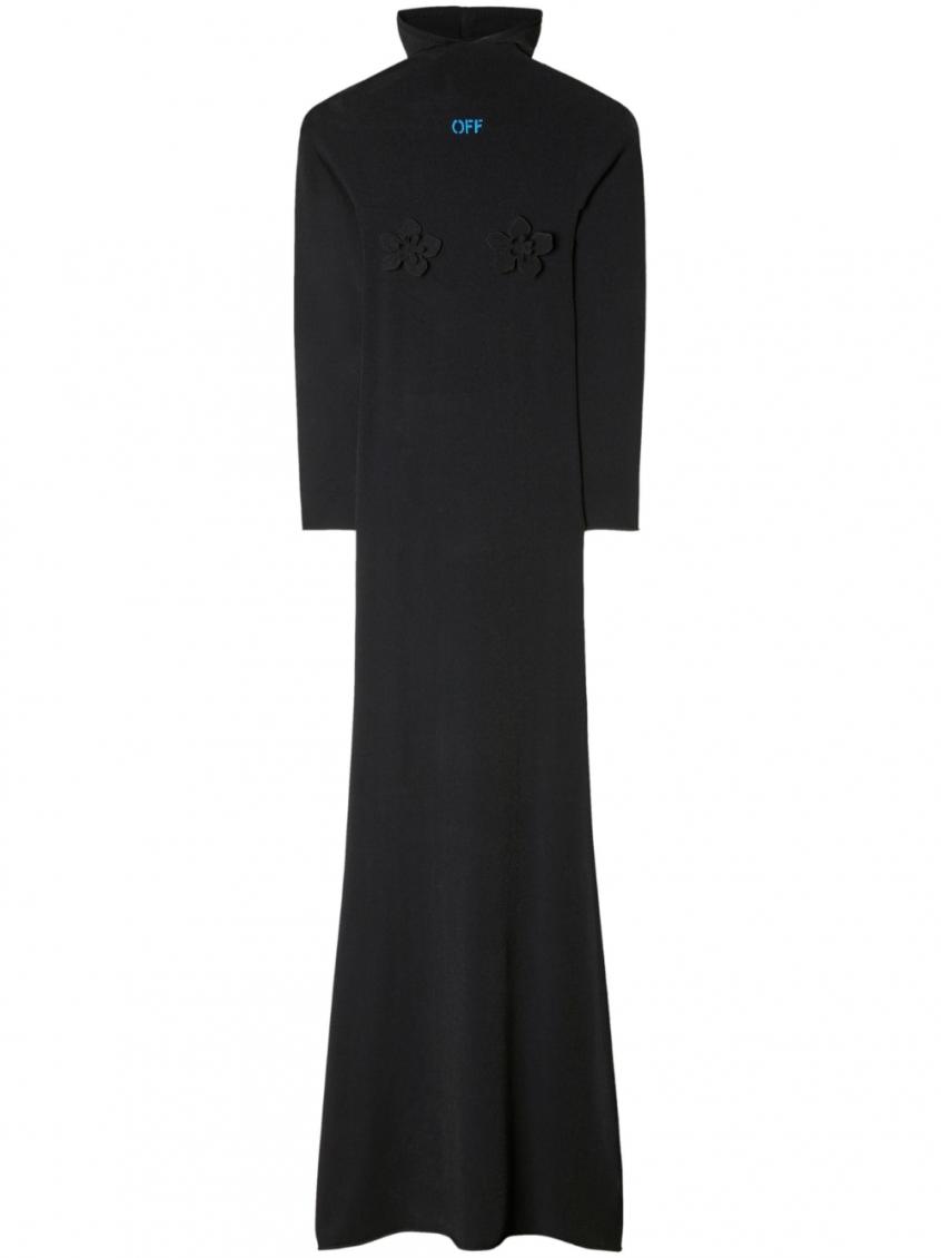 Off-white Off White High Neck Long Dress In Black