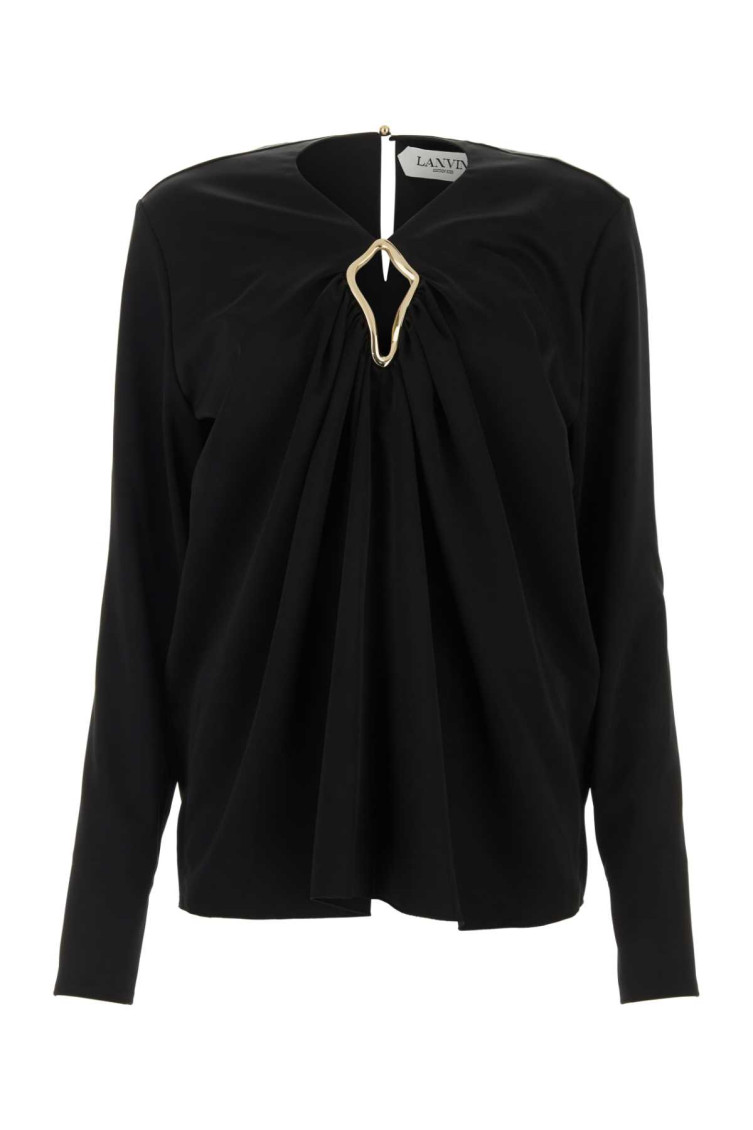 Shop Lanvin Black Triacetate Blend Blouse Top