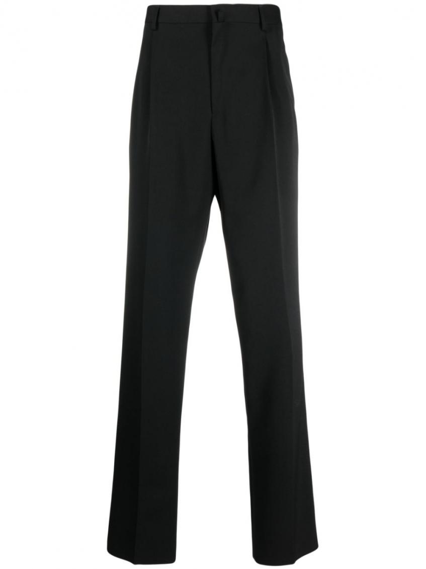 Lanvin Straight Leg Wool Trousers In Black
