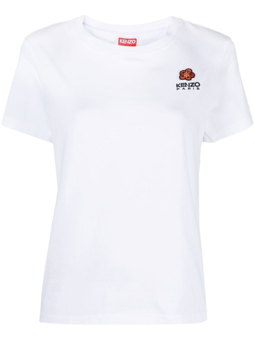 Kenzo Logo-embroidered Cotton T-shirt In White