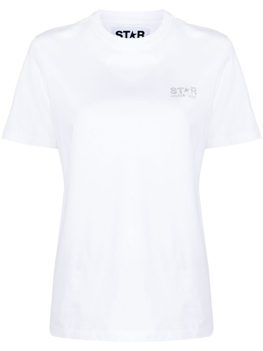 GOLDEN GOOSE WHITE WHITE LOGO COTTON T-SHIRT
