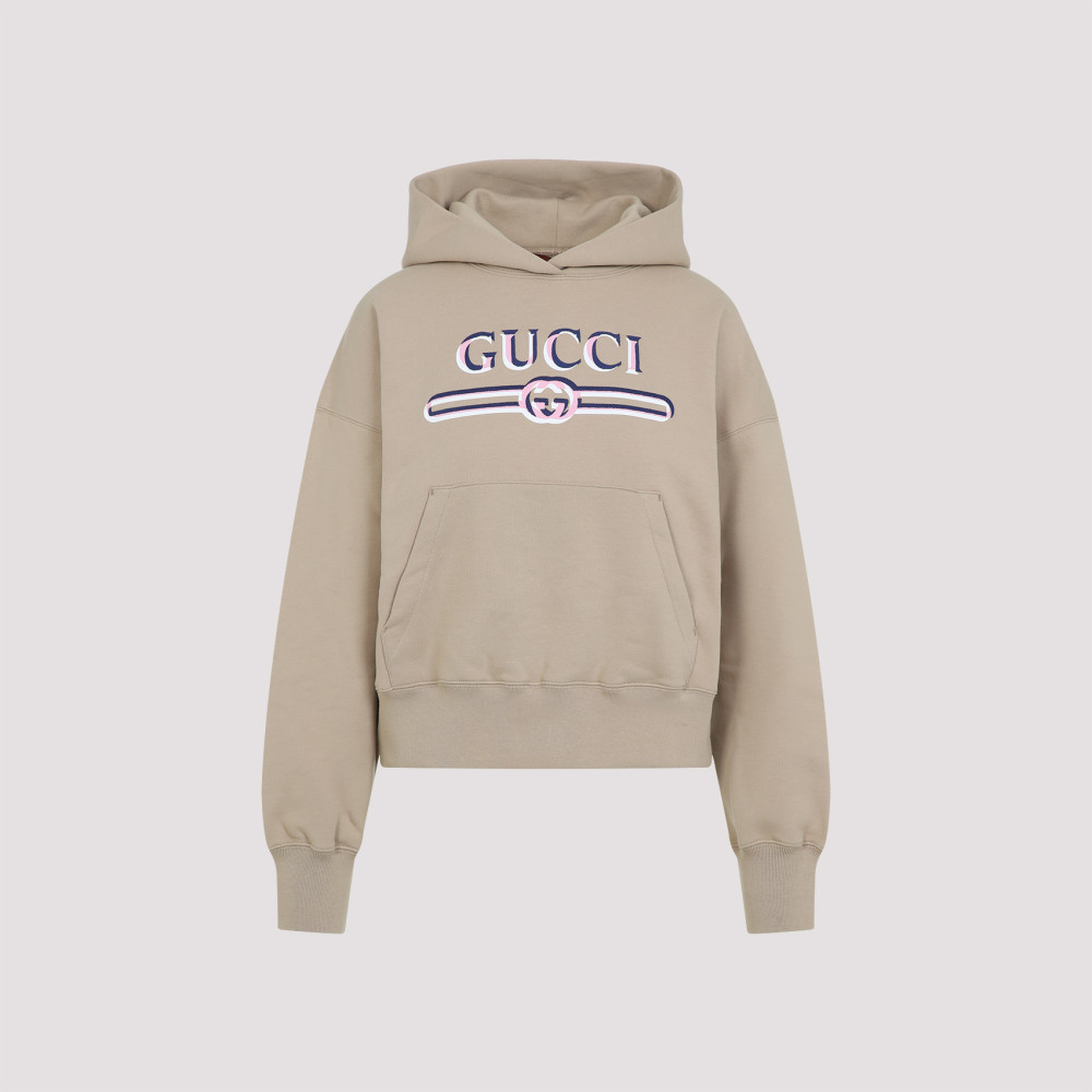 Shop Gucci Light Beige Hooded Sweatshirt