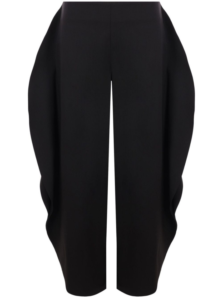 Alaïa Ruffle Detail High-rise Wide-leg Pants In Black
