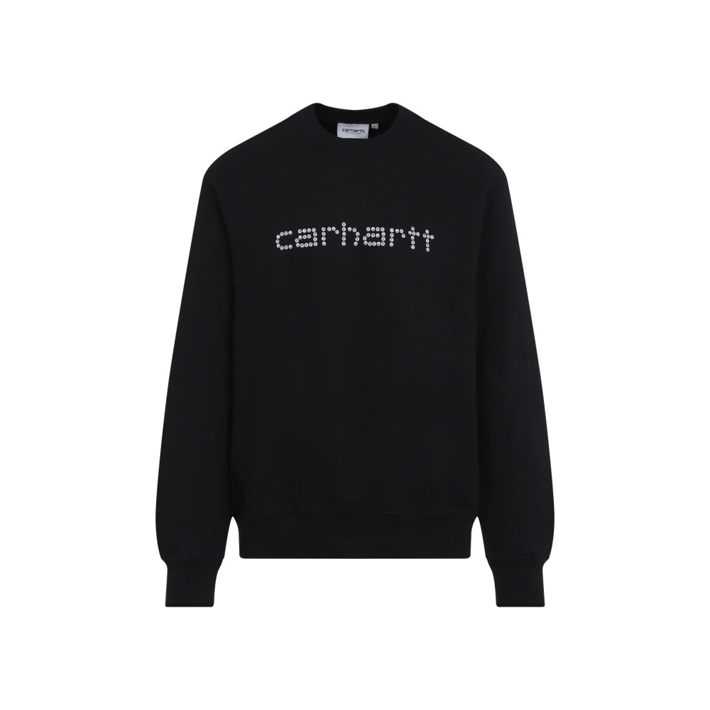 Carhartt 'rivet Script' Print Crewneck Sweatshirt In Black