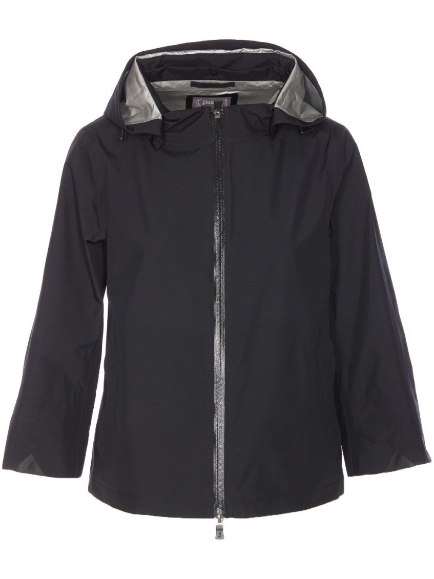 Herno Goretex New Paclite Zipper Cape In Black