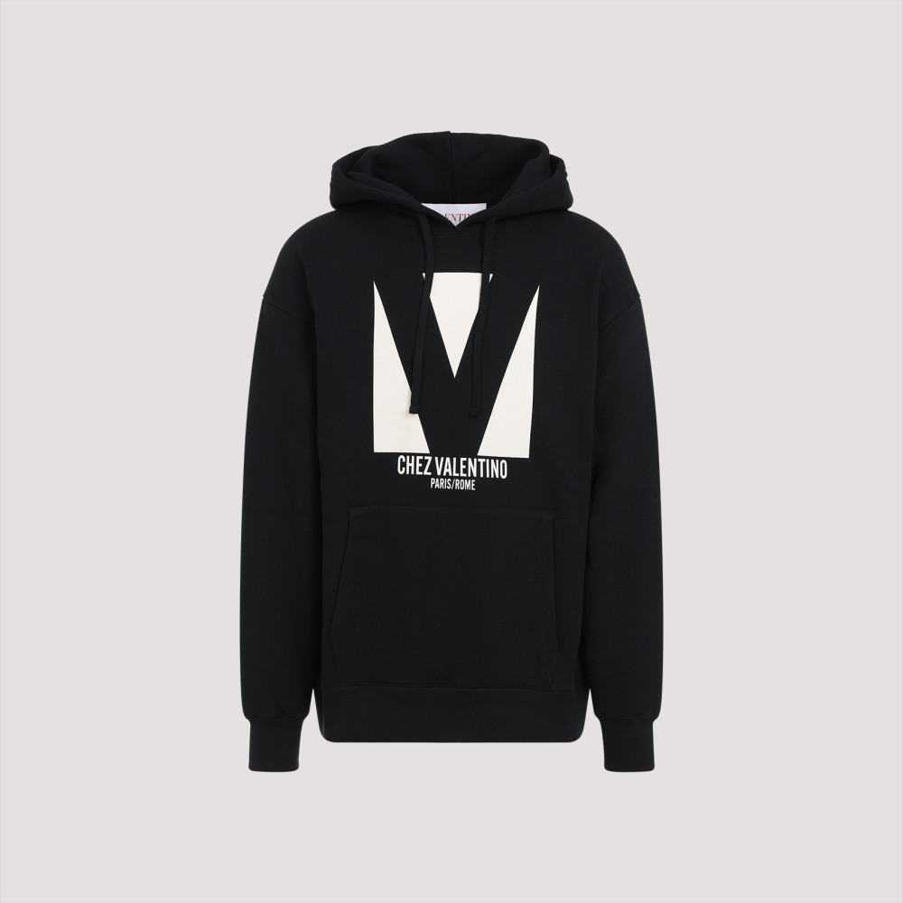 Shop Valentino Black Maxi Logo Print Hoodie