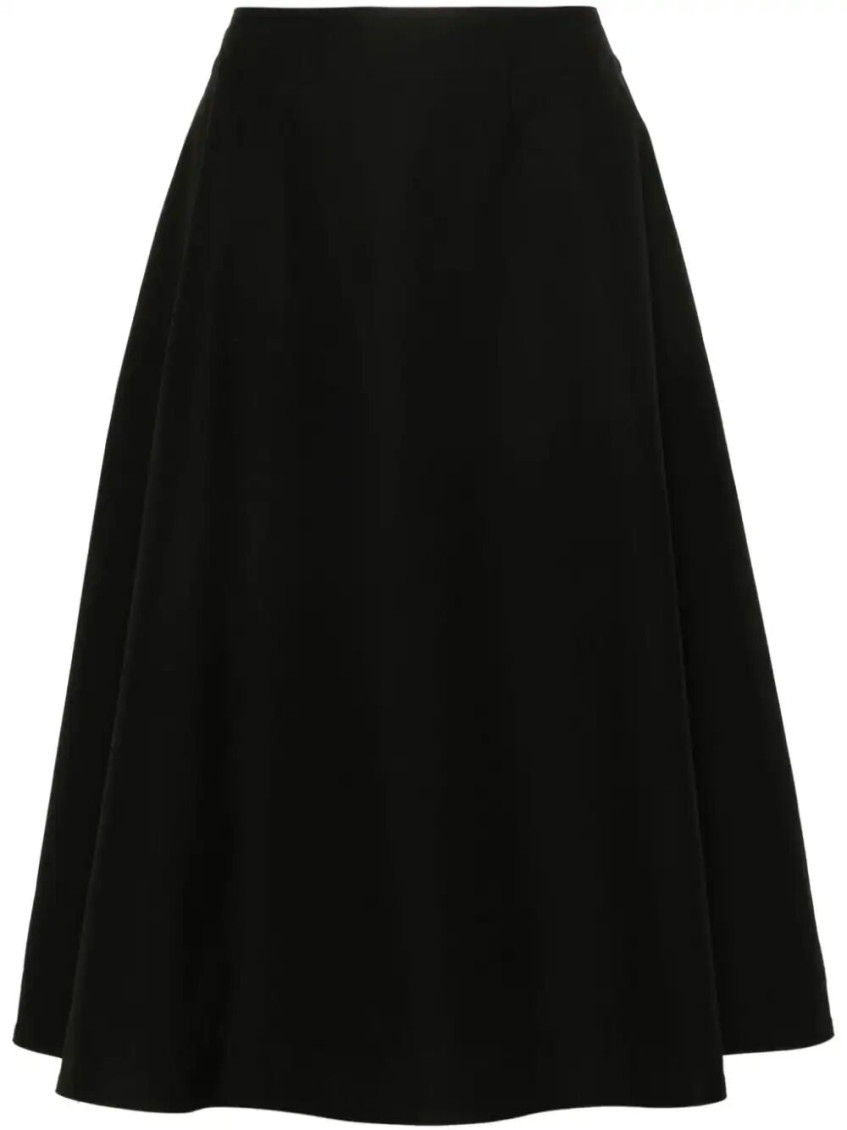 Shop Bottega Veneta Black High-rise Flared Skirt