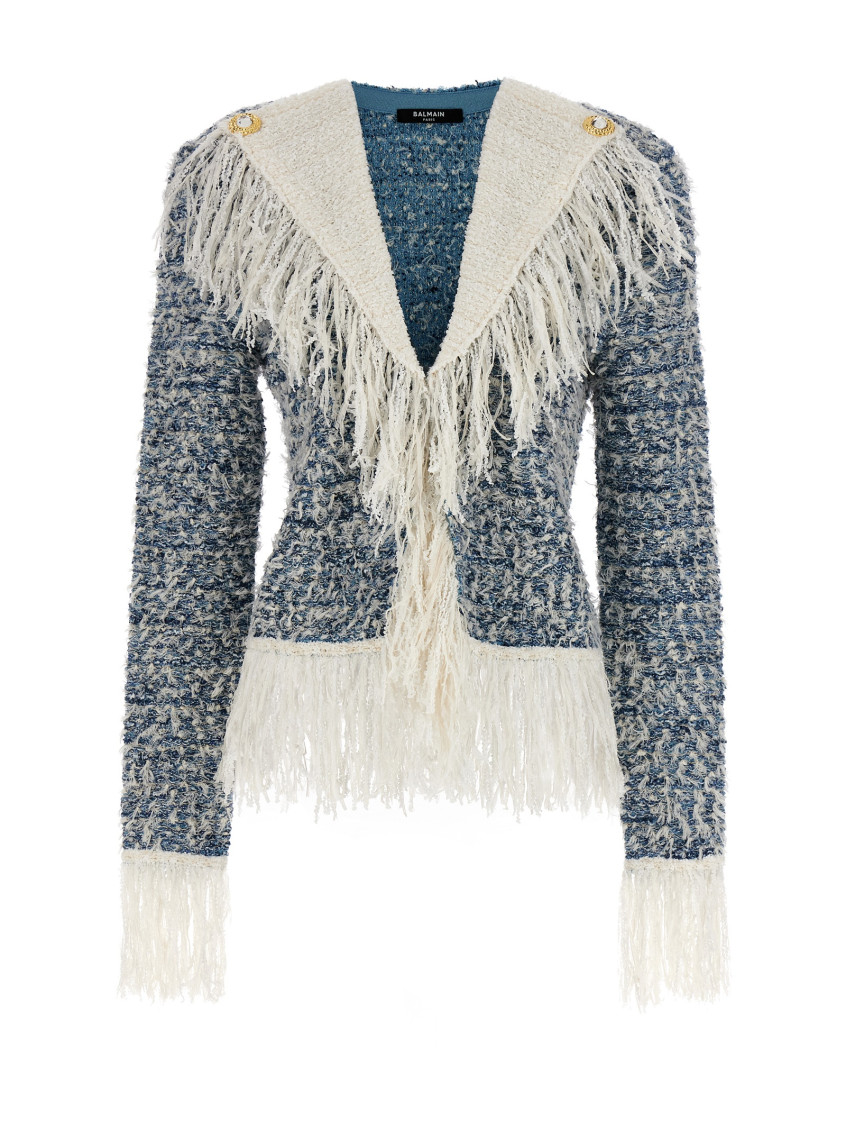 Shop Balmain Multi Color Tweed Jacket In Multicolor