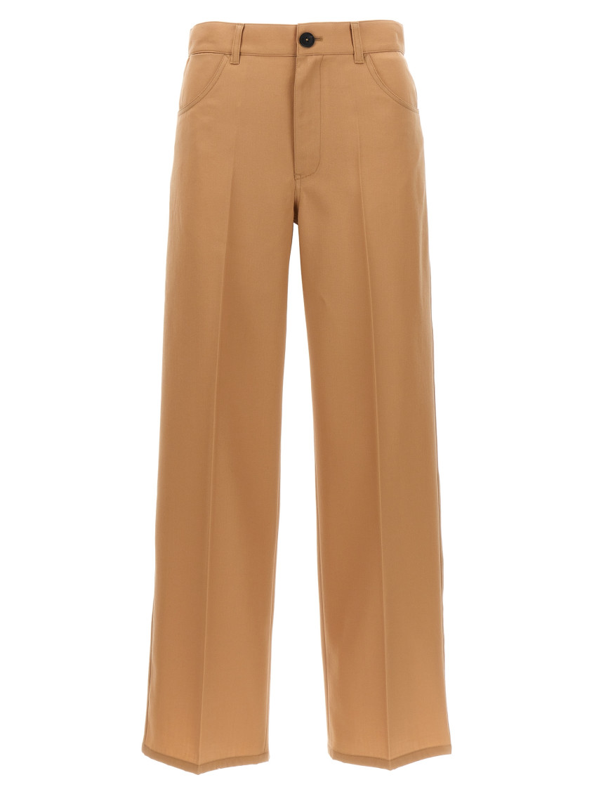 Shop Jil Sander Beige Wool Pants