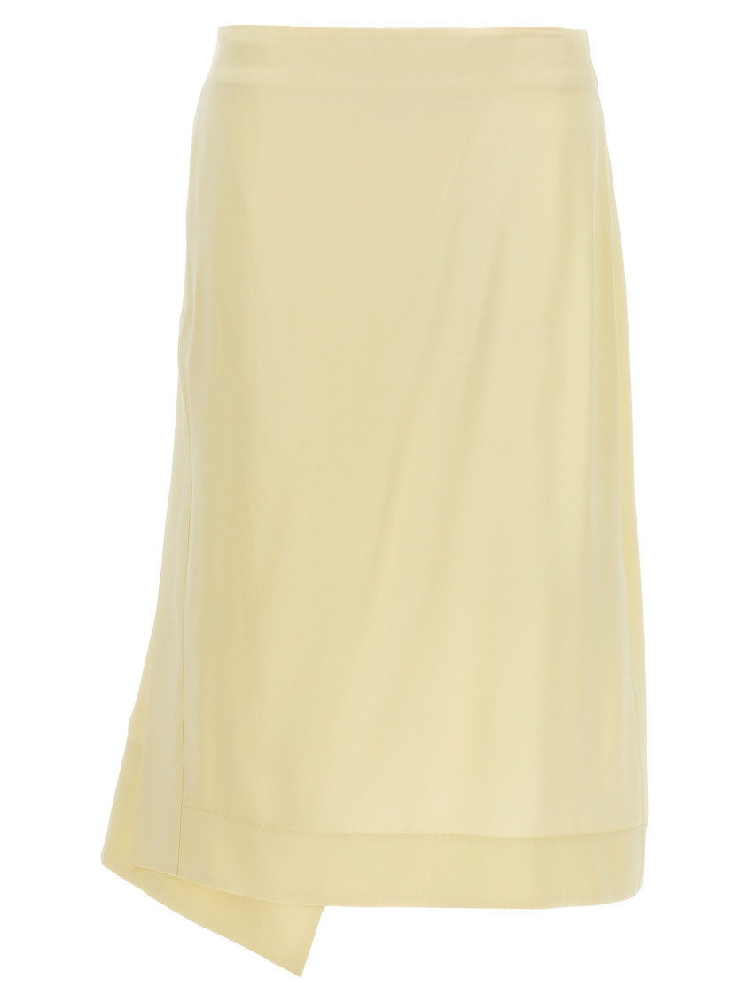 Jil Sander Women Satin Skirt With Side Slit In Yellow