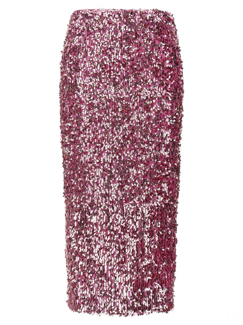 Rotate Birger Christensen Sequined Pencil Midi Skirt In Pink