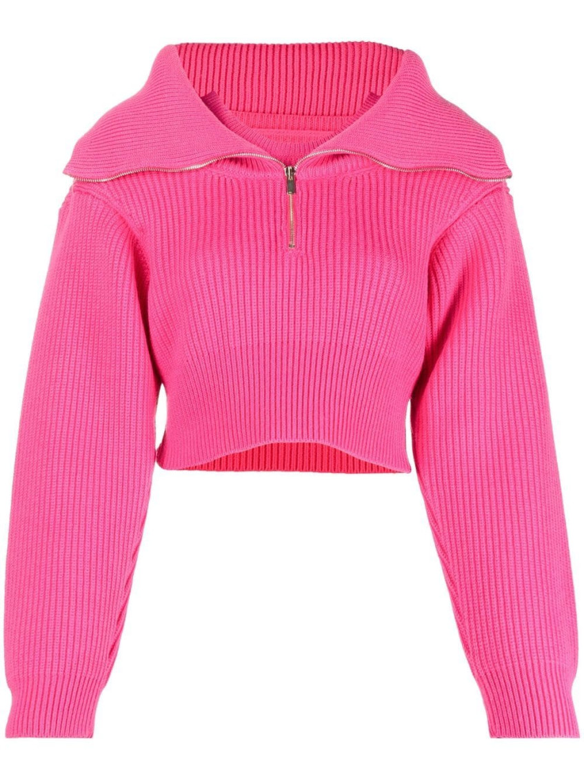 Jacquemus La Maille Risoul Cropped Wool Jumper In Pink