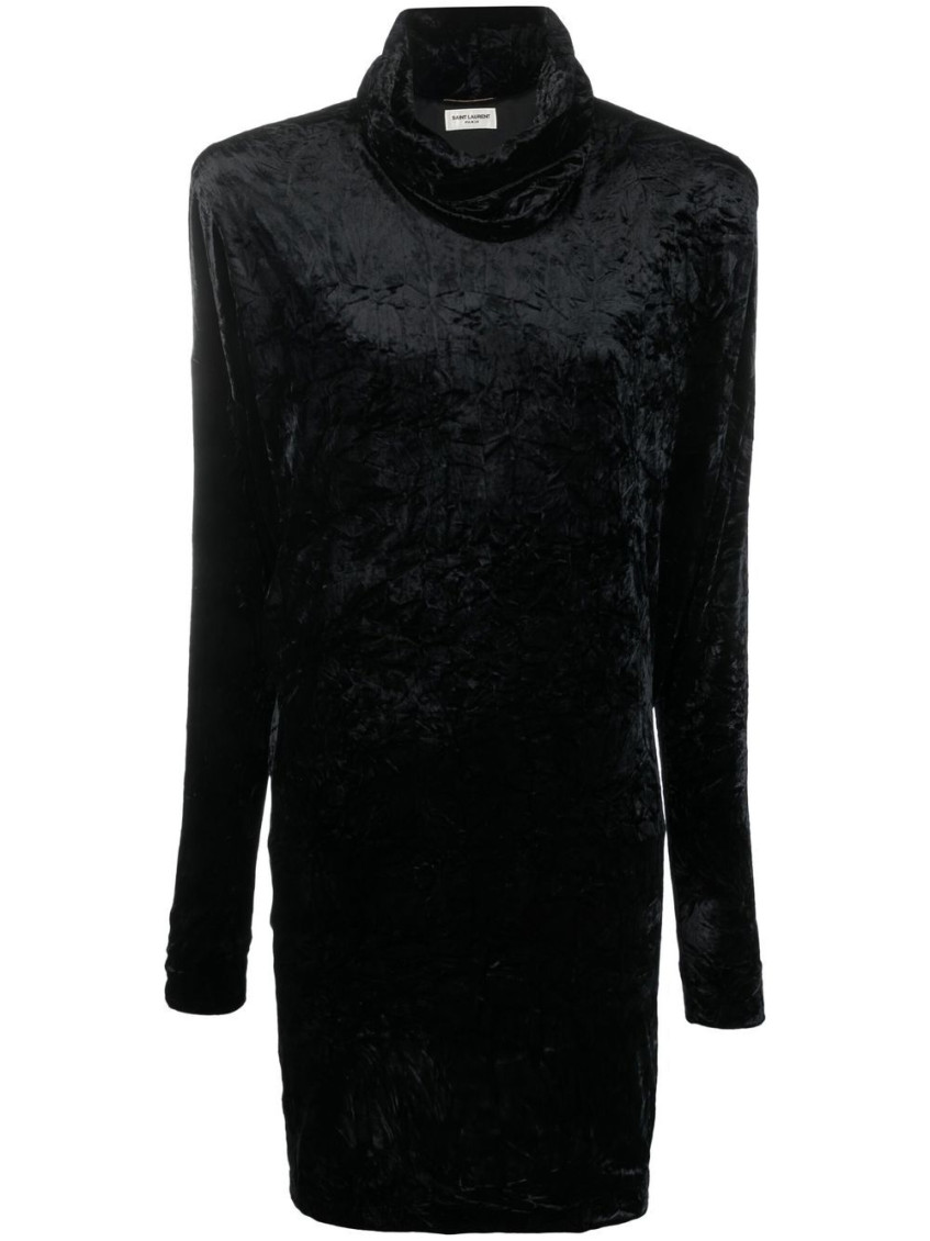 Saint Laurent Crushed Velour Blouse In Black
