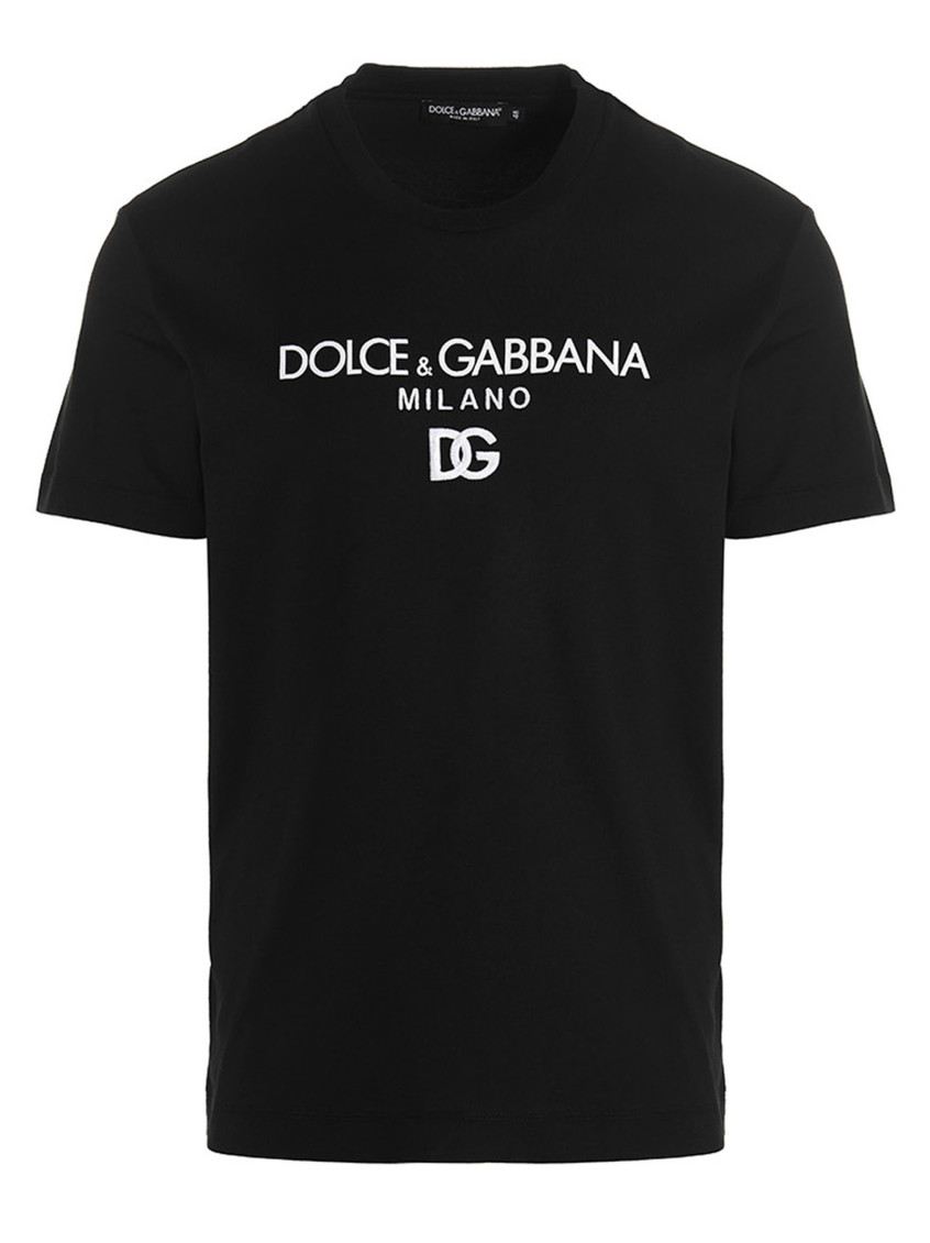 Dolce & Gabbana Jersey Round-neck T-shirt With Dg Milano Embroidery In Black