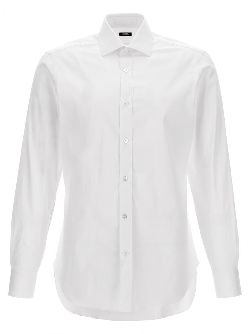 Barba Napoli Tailored Cotton Shirt Buttoned Cuffs In White