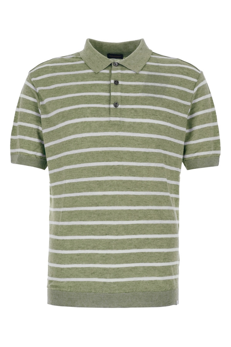 Shop Paul & Shark Green Short Sleeves Striped Polo
