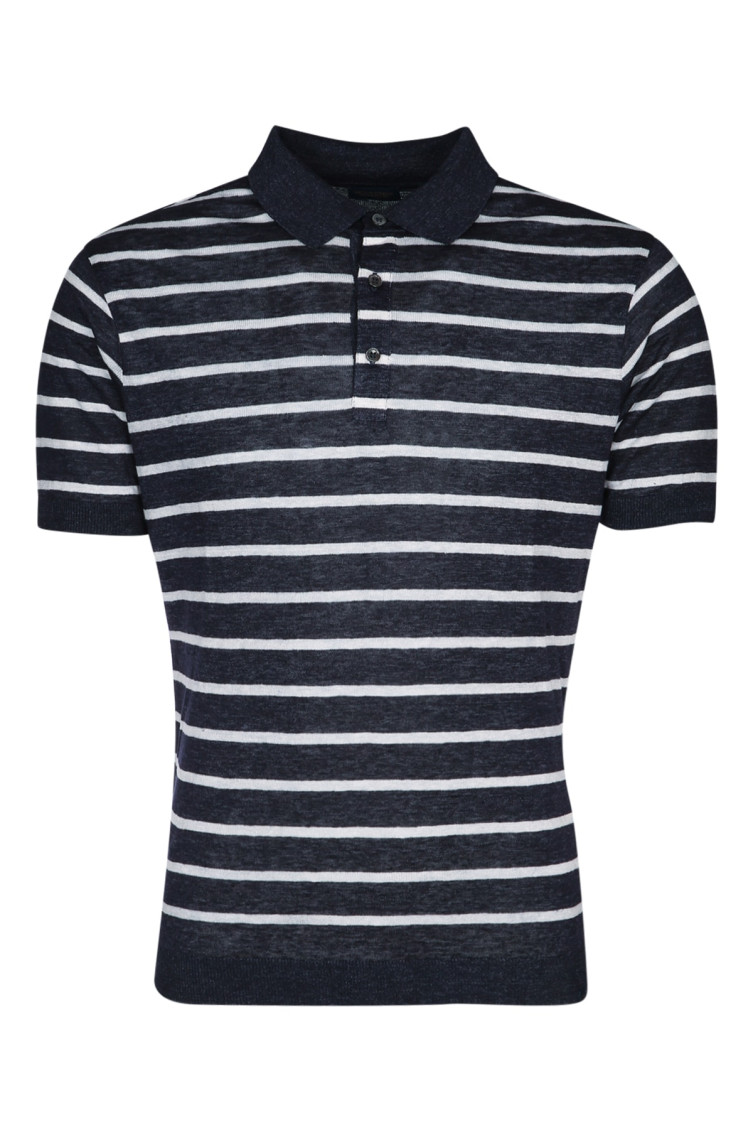 Shop Paul & Shark Blue Short Sleeve Striped Polo