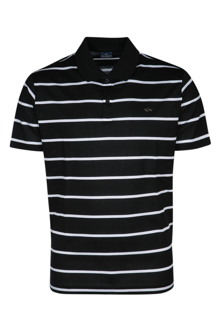 Shop Paul & Shark Black Short Sleeve Striped Polo