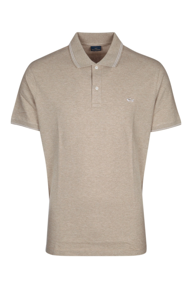 Shop Paul & Shark Light Brown Short Sleeves Logo Polo