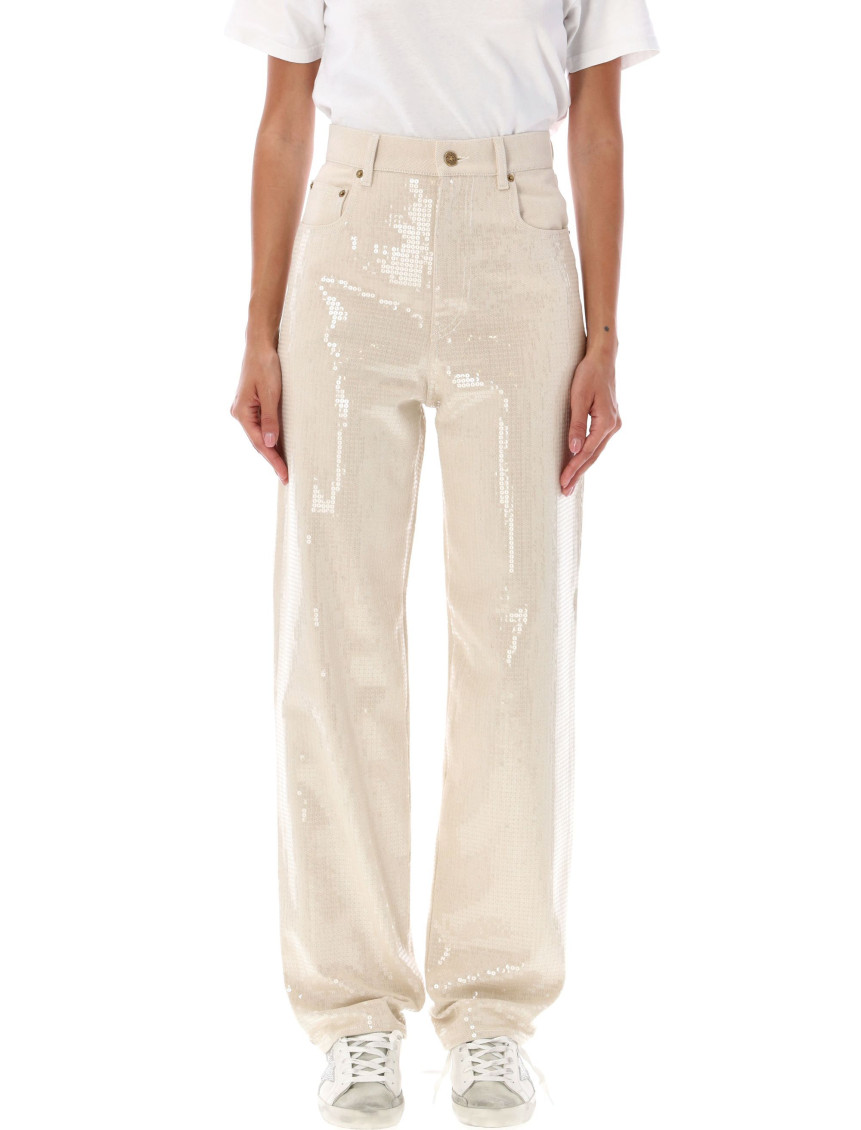 Golden Goose Sequin Embellished Jeans In Neutral