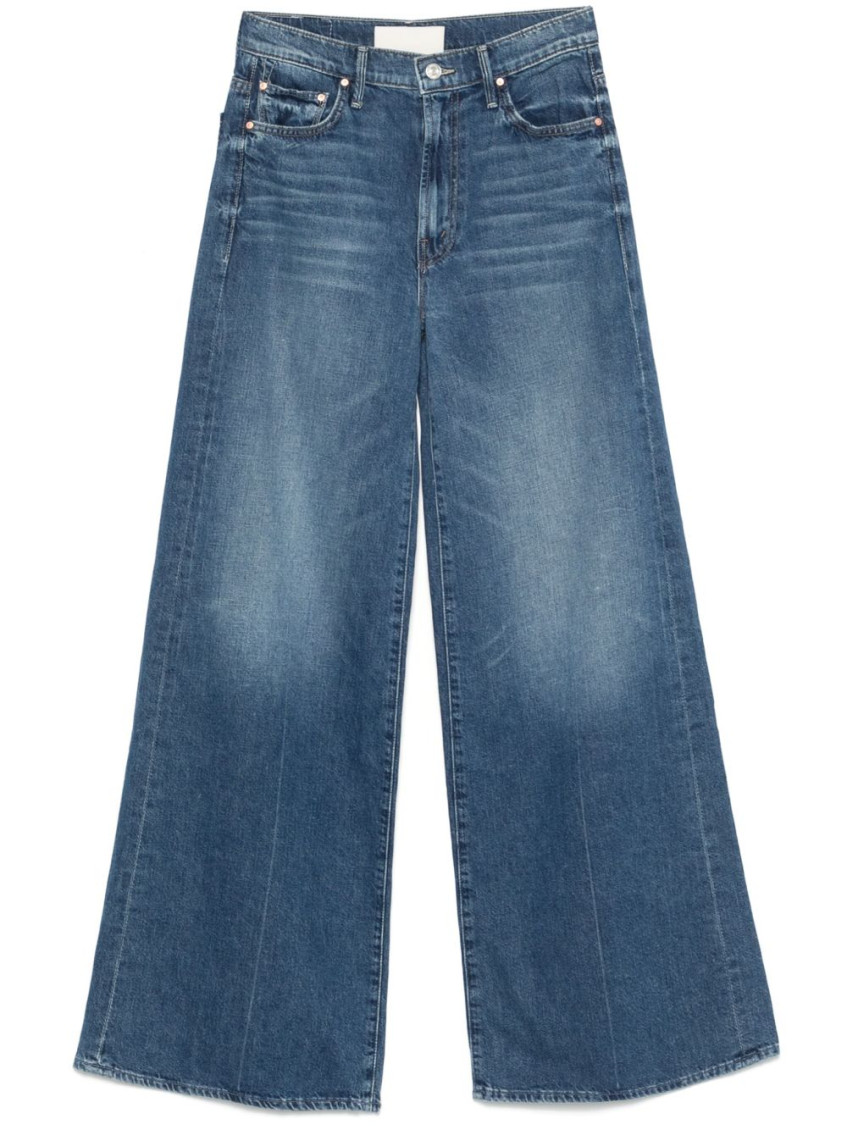 Mother High-waisted Cropped Jeans In Blue Denim