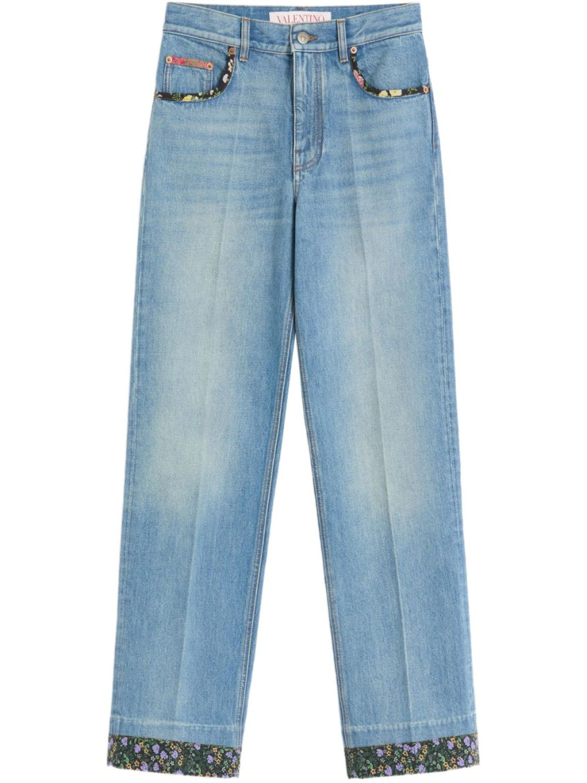 Shop Valentino Blue Denim Cotton Jeans