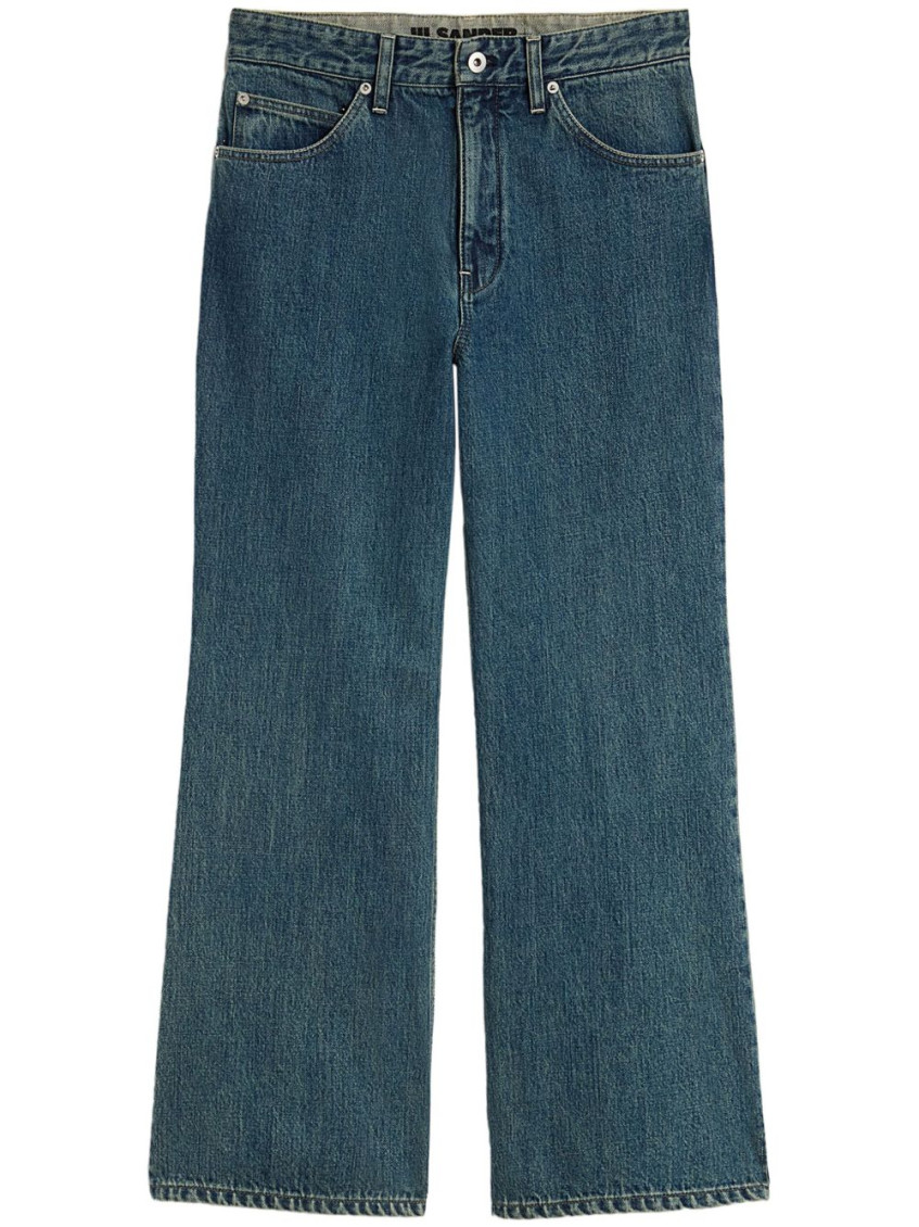 Shop Jil Sander Blue Denim Wide-leg Jeans