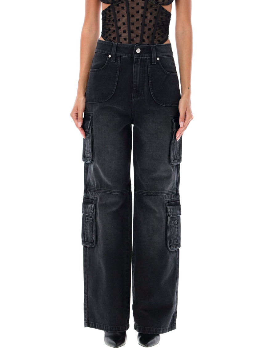 Misbhv Washed Denim Cargo Trouser In Black