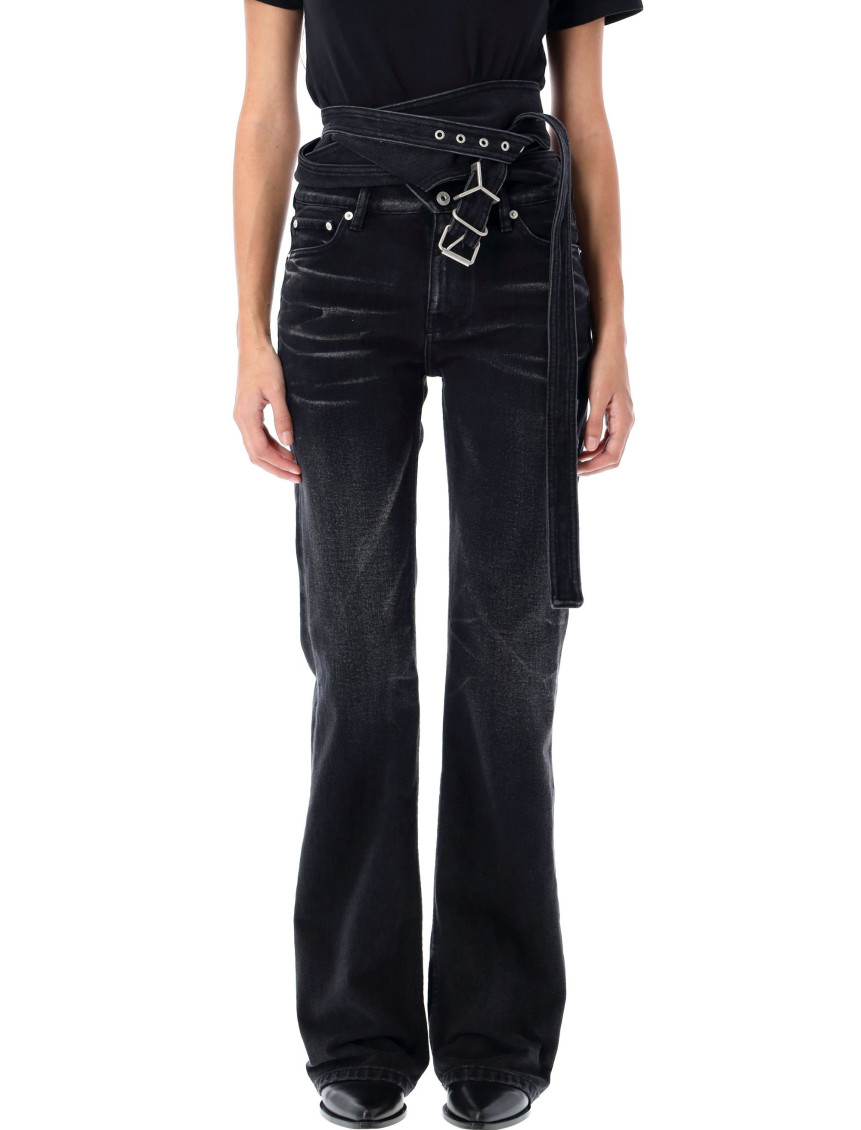Shop Y/project Black Wrap Belt Jeans