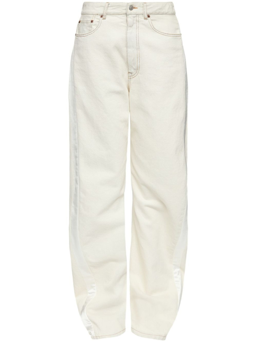Shop Mm6 Maison Margiela White Cut-out Detail Denim Jeans