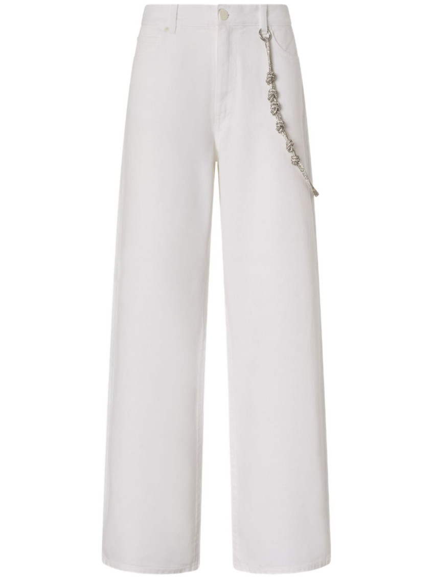 Pinko Relaxed Fit White Jeans With Side Chain Detailing