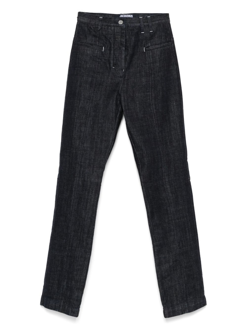 Jacquemus Straight Jeans In Dark Blue Denim