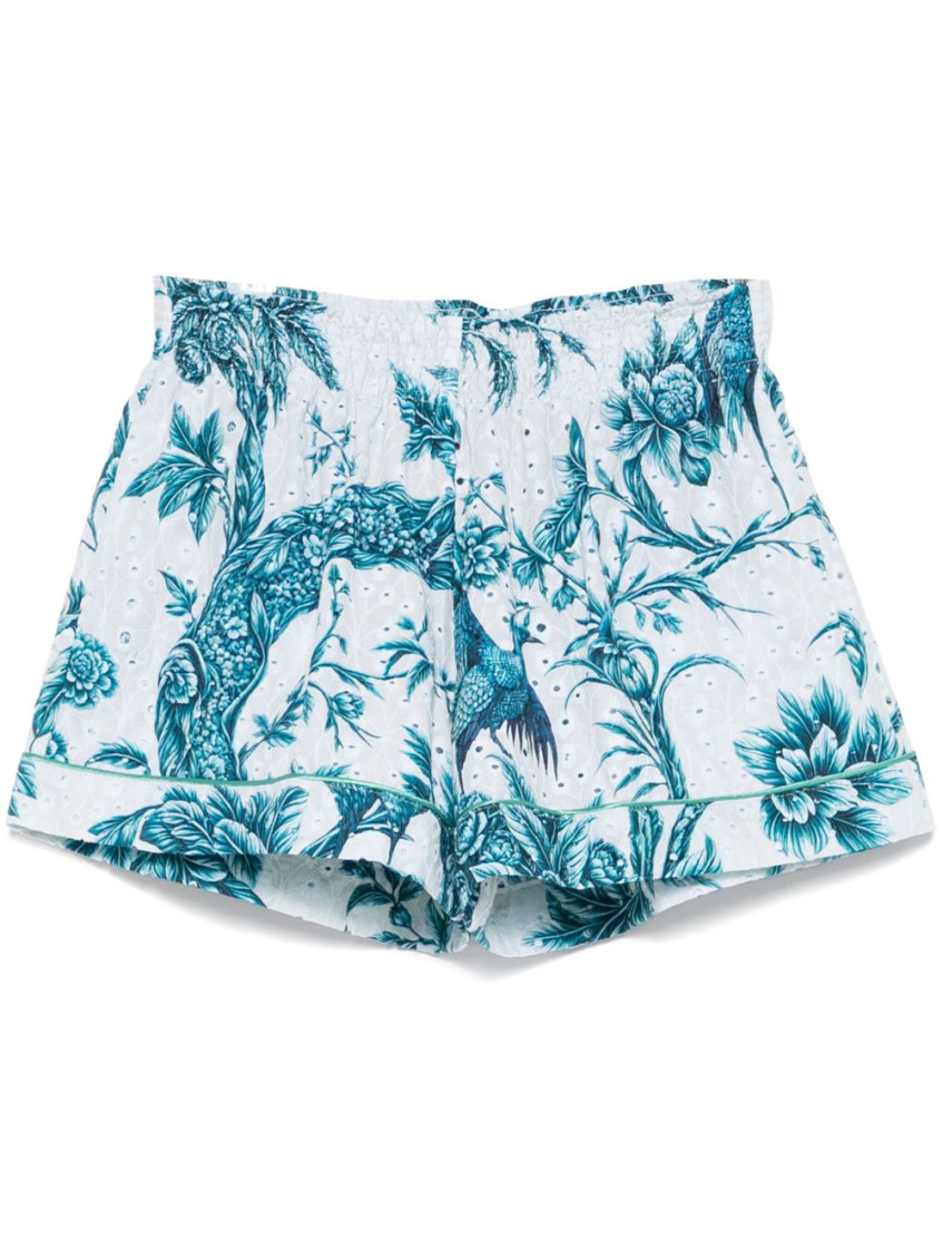 Shop F.r.s For Restless Sleepers Blue Printed Cotton Shorts