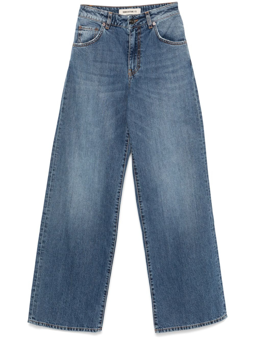 Semicouture Semi Couture High-waisted Wide-leg Blue Denim Jeans