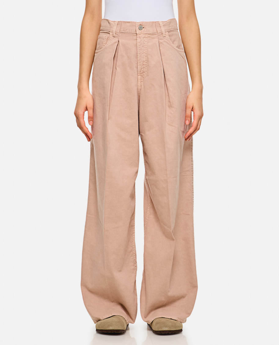 Haikure Wide High-waisted Jeans With Relaxed Fit And Pleat Details In Brown
