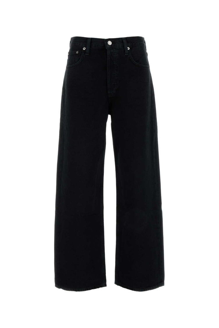 Shop Agolde Black Denim Crushed Jeans
