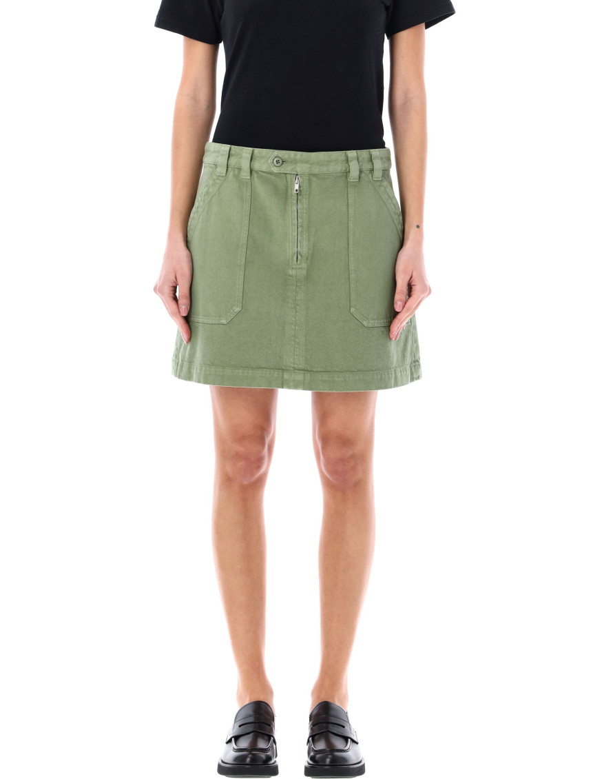 Shop Apc Green Denim Mini Skirt