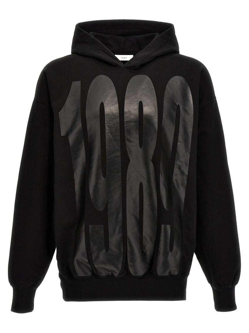 1989 Studio Cotton Hoodie With Maxi Print Frontal And Back In Black