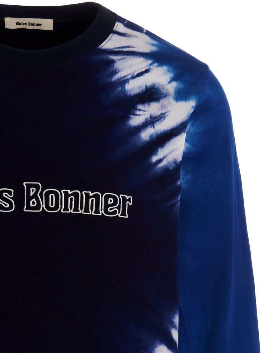 スウェット・トレーナー WALES BONNER Logo embroidery tie dye sweatshirt Blue Wales Bonner Blue Logo embroidery tie dye sweatshirt for Men
